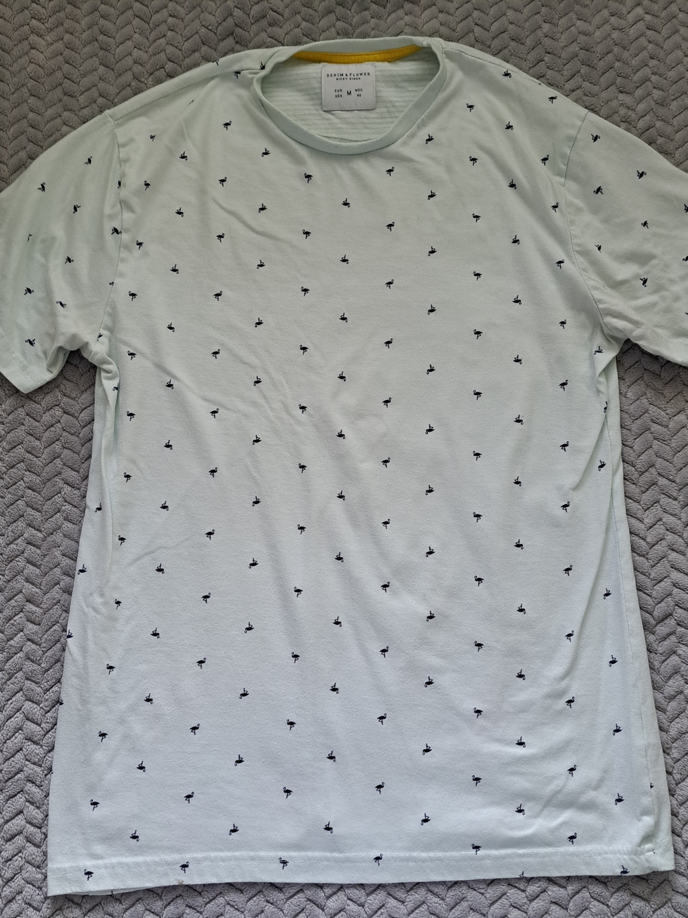 Denim & Flower Mint Green Short-Sleeve Tee with Black Palm Print